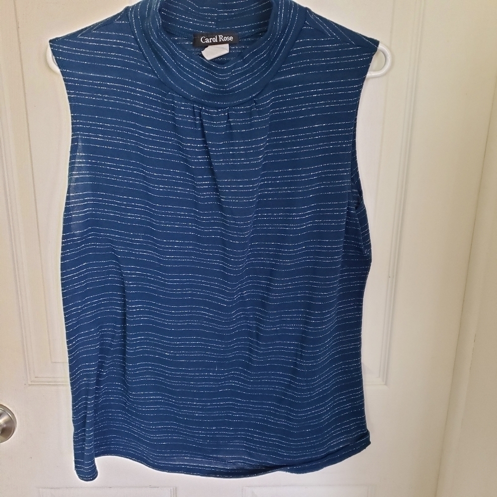 BLUE AND SILVER SLEEVELESS TOP